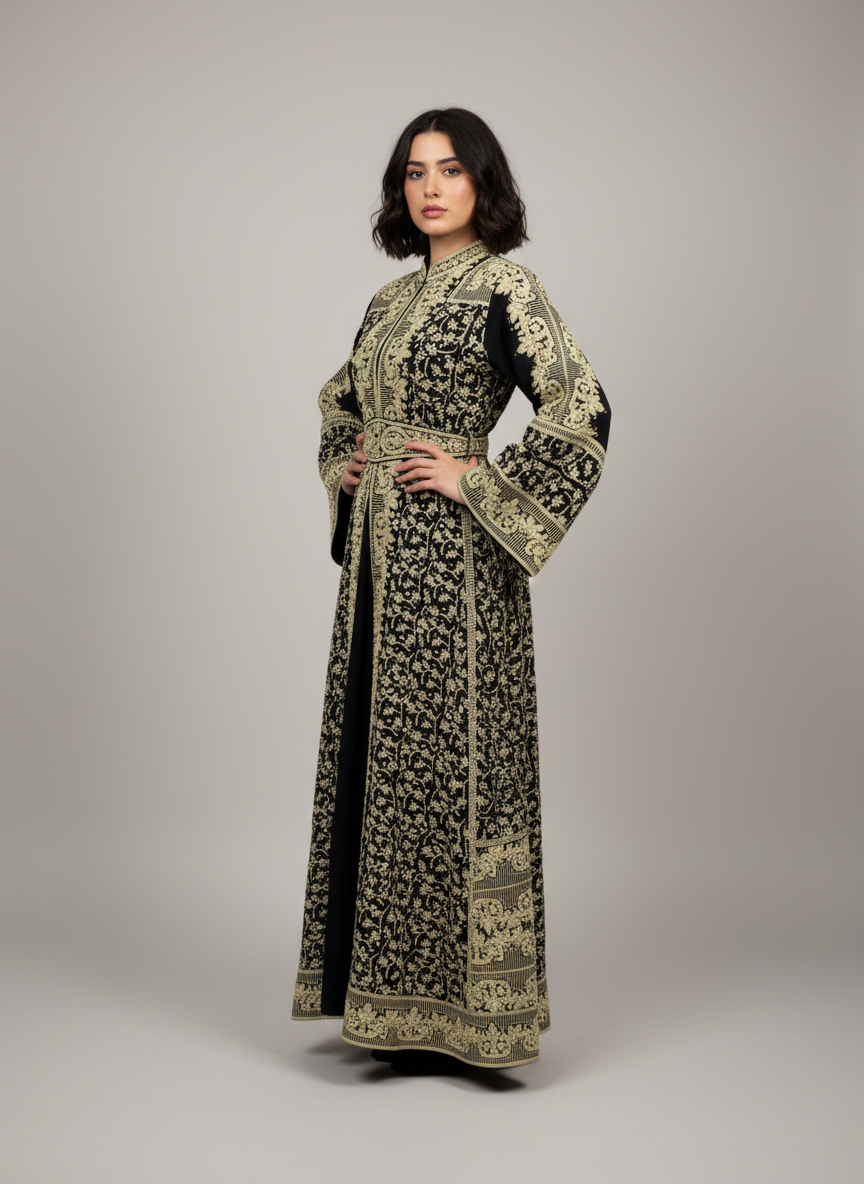 ثوب ملكي فلسطيني - تطريز ذهبي فاخر