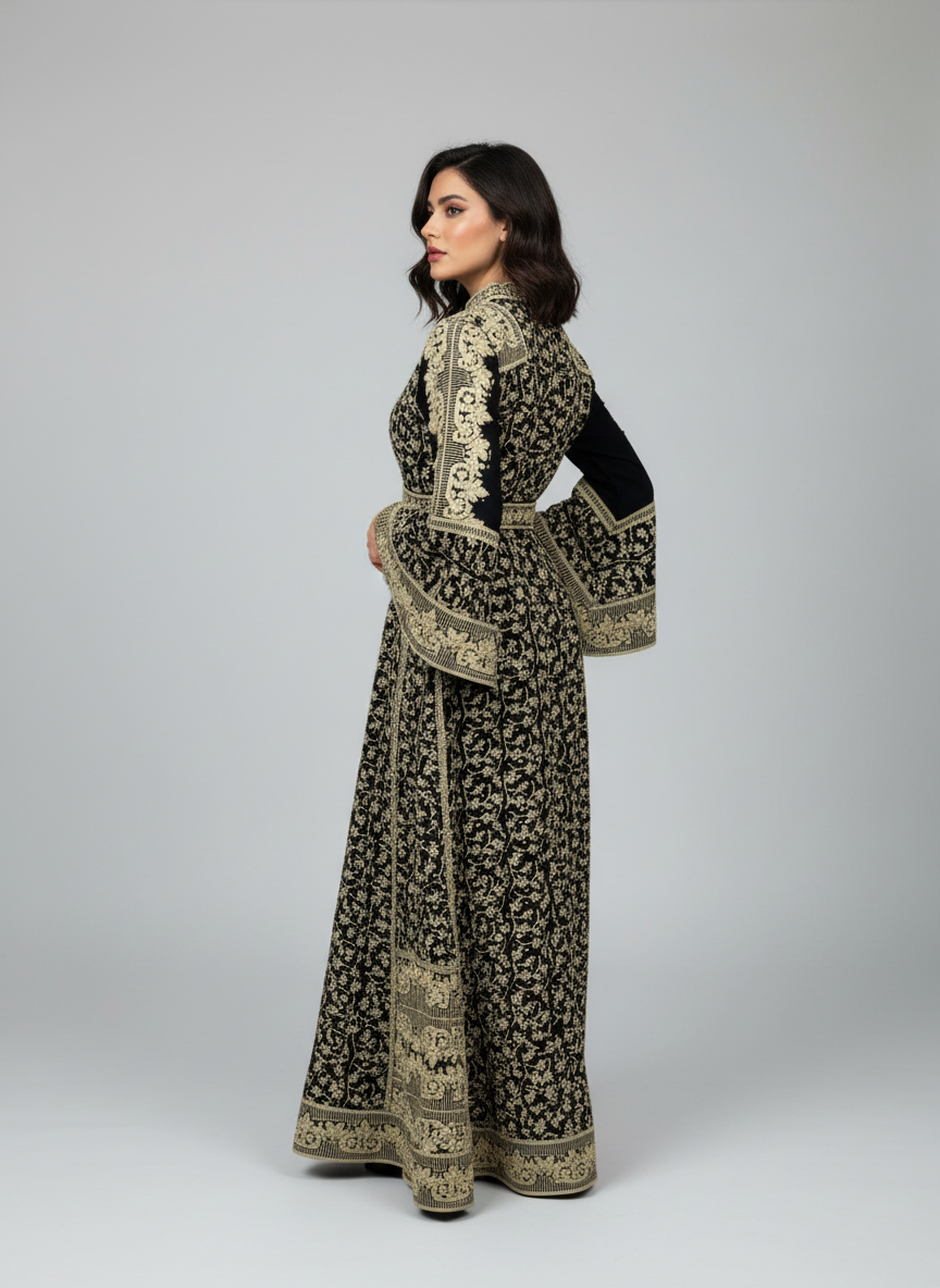 ثوب ملكي فلسطيني - تطريز ذهبي فاخر