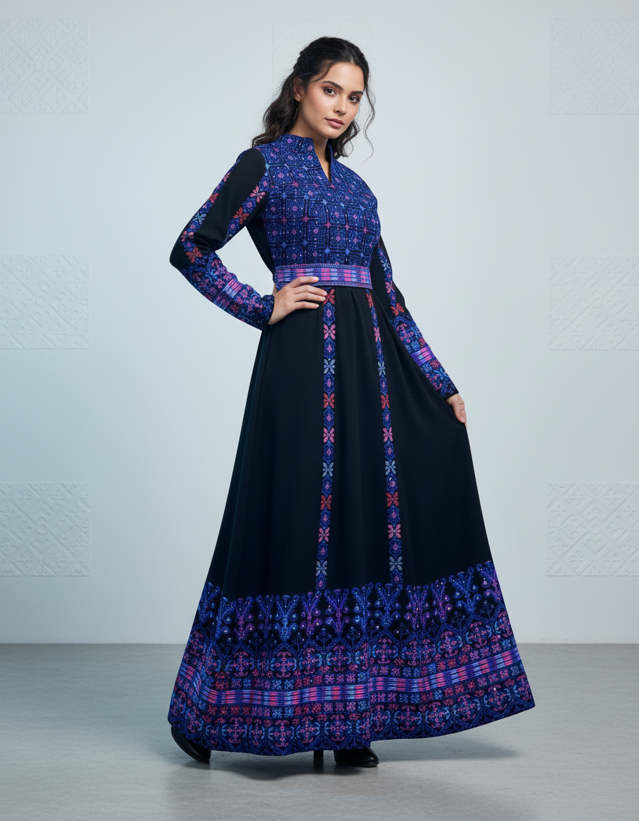 ثوب تراثي فلسطيني - تطريز ملون فاخر