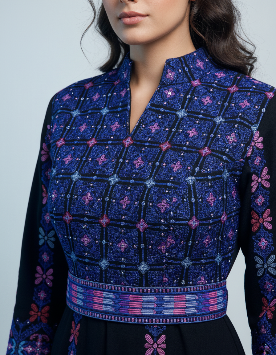 ثوب تراثي فلسطيني - تطريز ملون فاخر