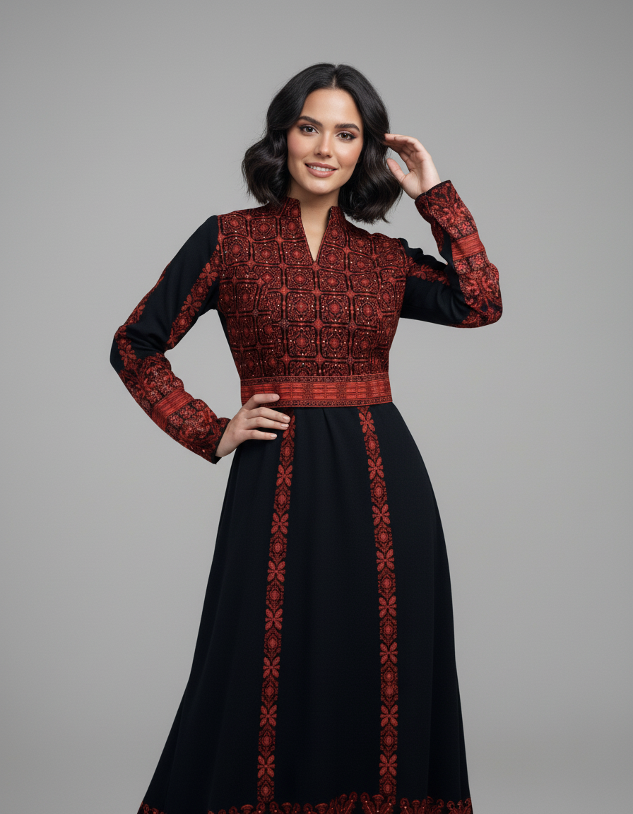 ثوب تراثي كلاسيكي - تطريز فلسطيني فاخر